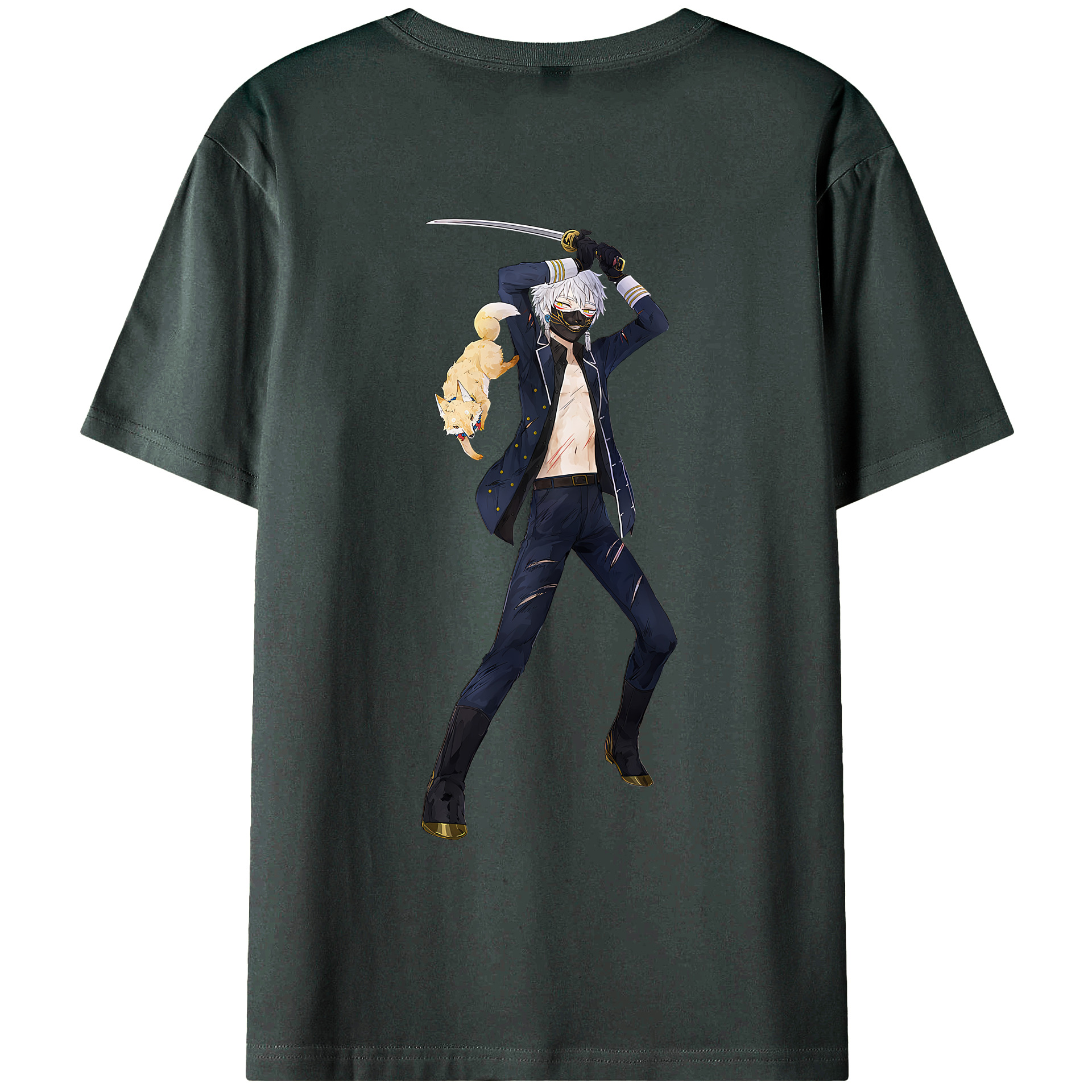 （画像用） 刀剣乱舞 Touken Ranbu 綿100％ メンズ半袖Tシャツ（バックプリント） 通気性